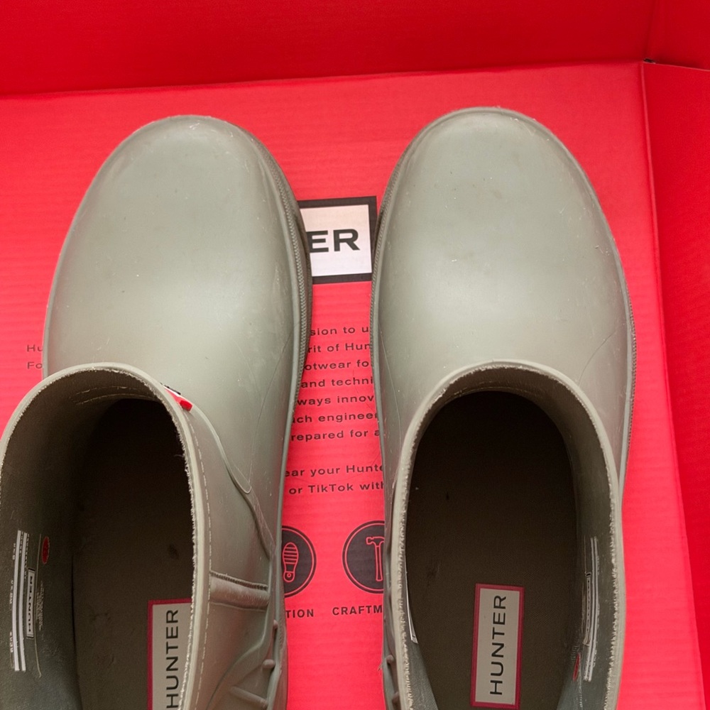 Hunter Men's Olive Green Slip-On Waterproof Rain Clogs
